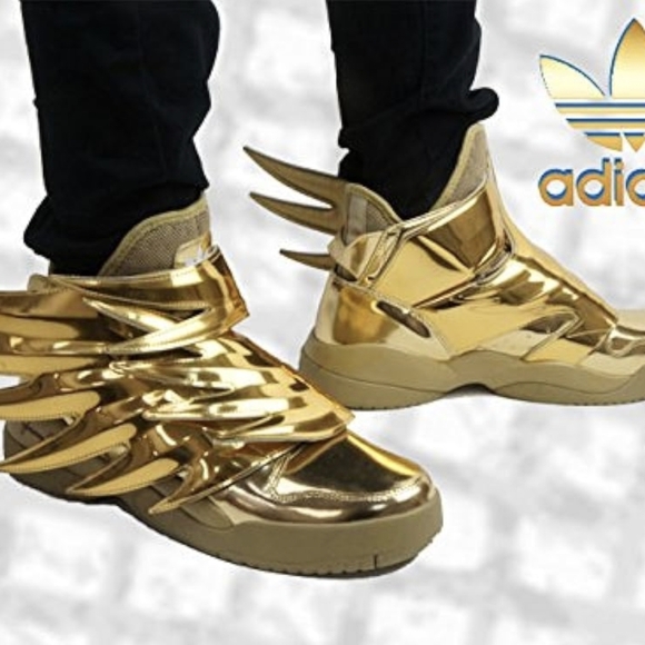 JEREMY SCOTT ADIDAS GOLD WINGS MENS SZ 5 / LADIES 7 - Picture 4 of 16